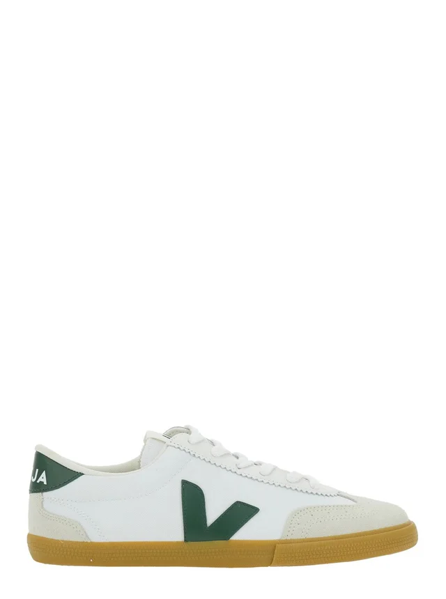 VEJA Sneaker 'Volley' Low Top with Logo Patch on the Side and Logo Lettering on the Back in White Fabric Unisex in White 100% Canvas, photo 2 of 7 from Gaudenzi Boutique