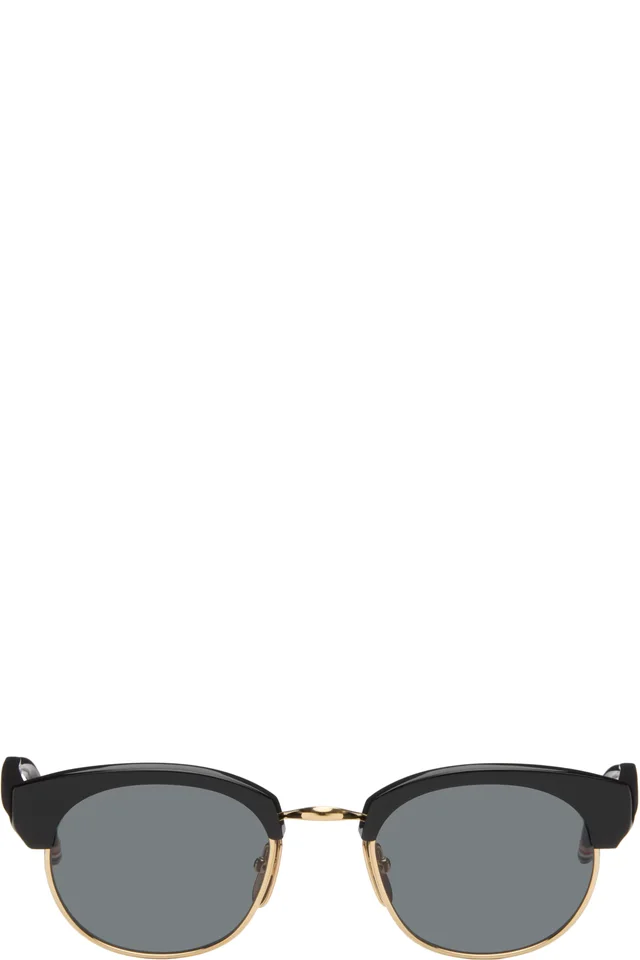 Thom Browne Black Acetate & Titanium Oval Sunglasses, image 1 of 1 from SSENSE
