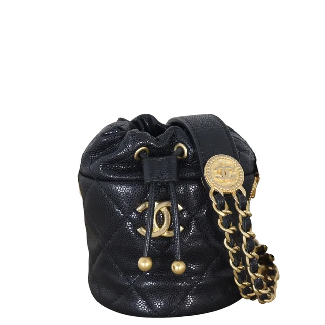 Chanel Twist Your Buttons Bucket Bag Micro in Caviar leather from Luxe.It.Fwd