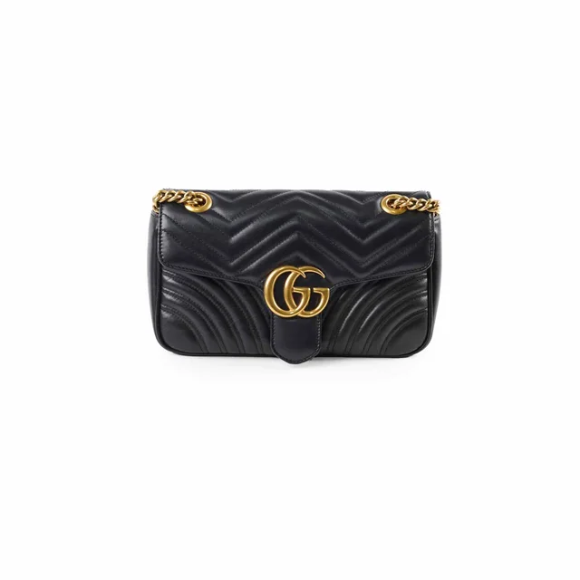 Gucci Marmont Flap Medium Black in Black Calfskin from The Purse Affair