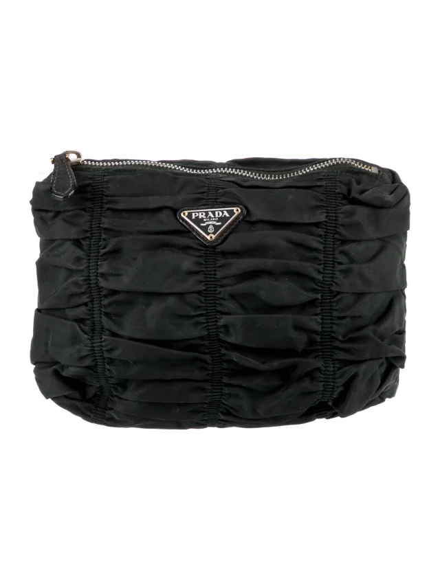 Prada Tessuto Gaufre Pouch in green Nylon from The RealReal