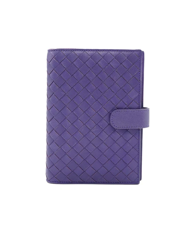 Bottega Veneta INTRECCIATO agenda Day Planner Cover Leather Purple Auth mr053 in Purple Woven leather from Luxury Promise