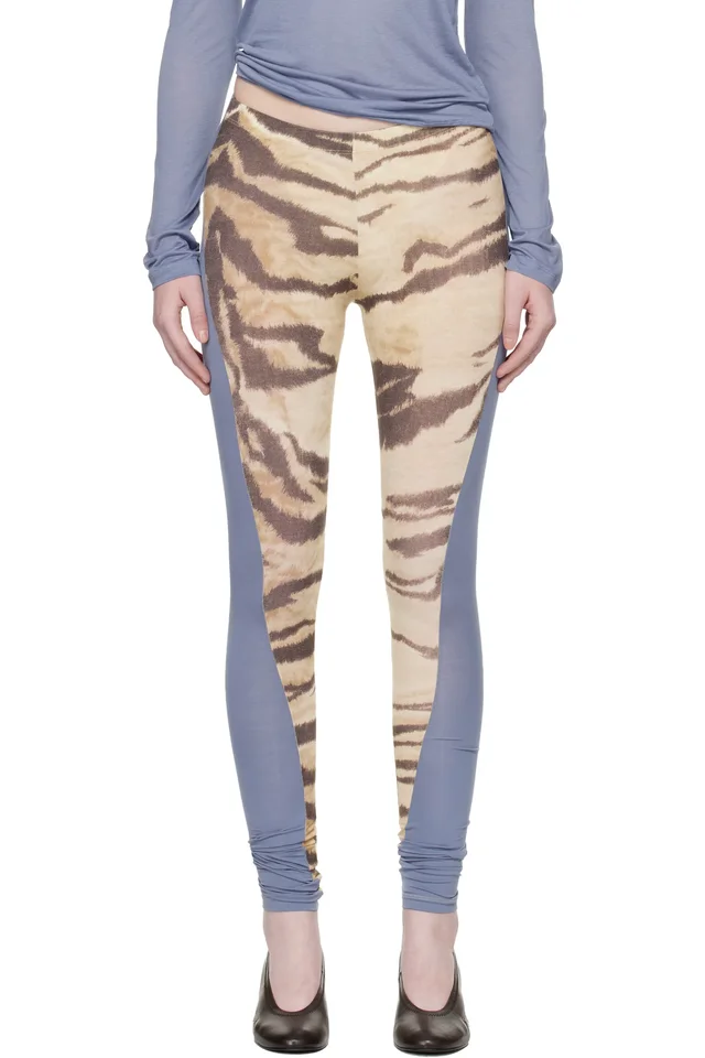 Baserange Blue & Beige Net Leggings, image 1 of 1 from SSENSE