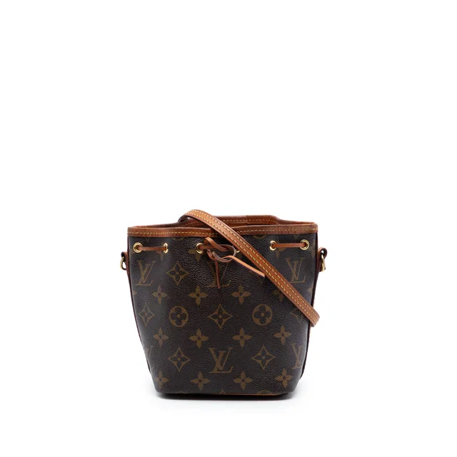 Brown Louis Vuitton Monogram Nano Noe Bucket Bag in Brown Coated canvas from Designer Revival