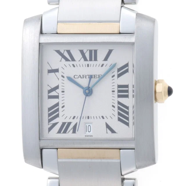 Cartier Tank Francaise LM Ivory Watch 18k Yellow Gold Stainless Steel Automatic in White from The Reluxe