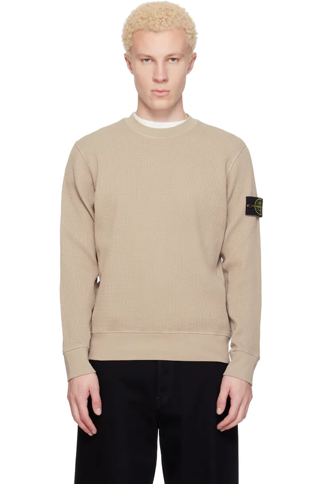 Stone Island Beige 6100056 Organic Cotton Waffle Fleece Sweatshirt from SSENSE, photo 1 of 1