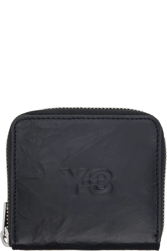 Y-3 Black Crinkle Leather Wallet, image 1 of 1 from SSENSE