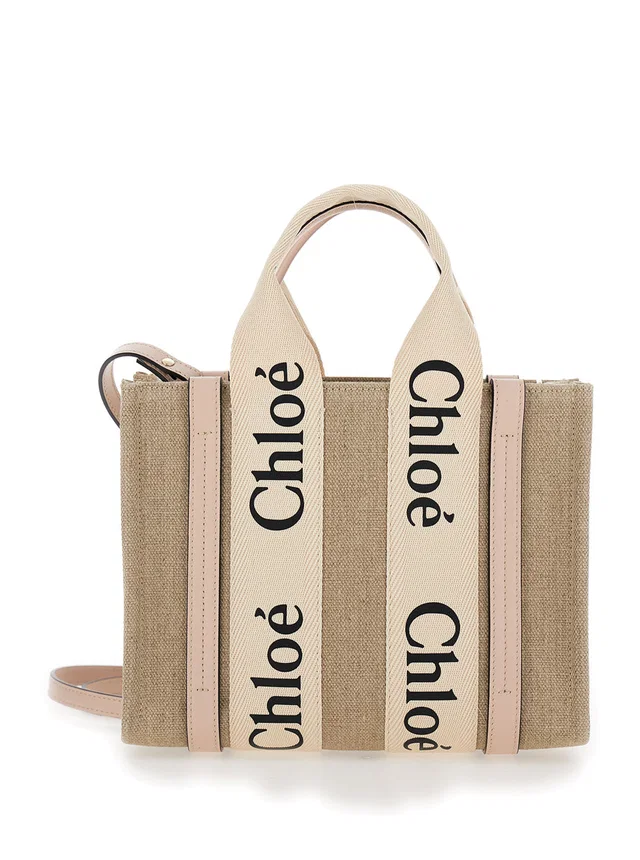 Chloé Tote Bag — Beige Linen in Beige Leather from HEWI
