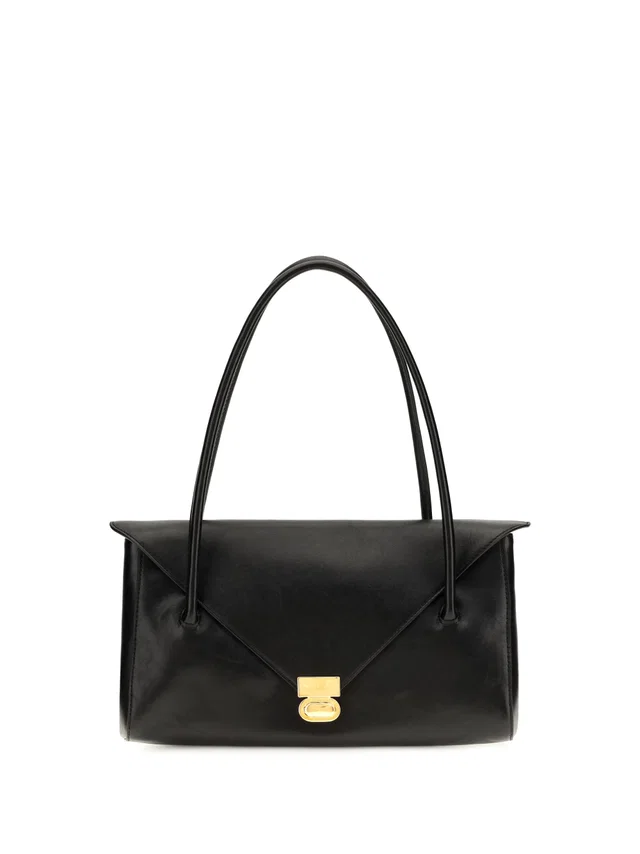 Marni East-West Shoulder Bag — Black Calf Leather Bos Taurus in Black Calfskin from HEWI