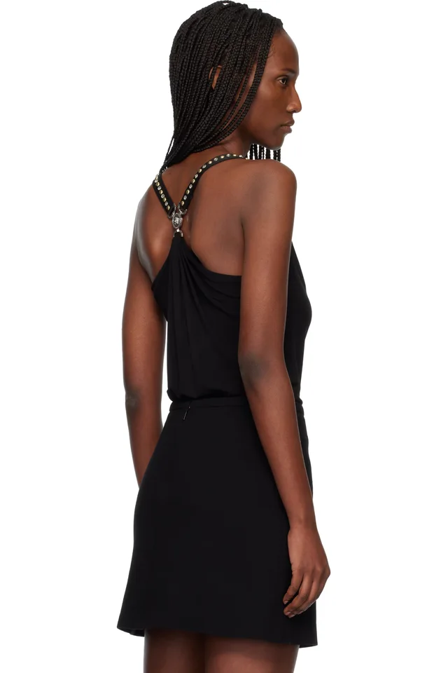 Versace Black Stretch Crêpe Jersey Gathered Top, photo 3 of 5 from SSENSE