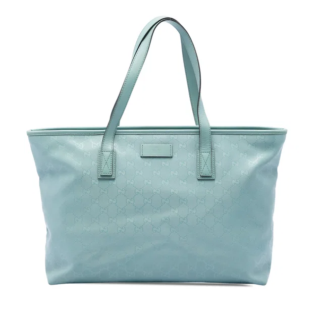Blue Gucci Medium GG Imprime Tote in Blue Leather from Designer Revival