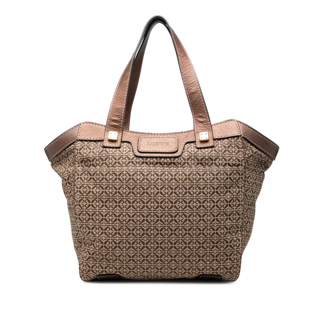 Brown LOEWE Anagram Canvas Tote in Brown Canvas from Designer Revival