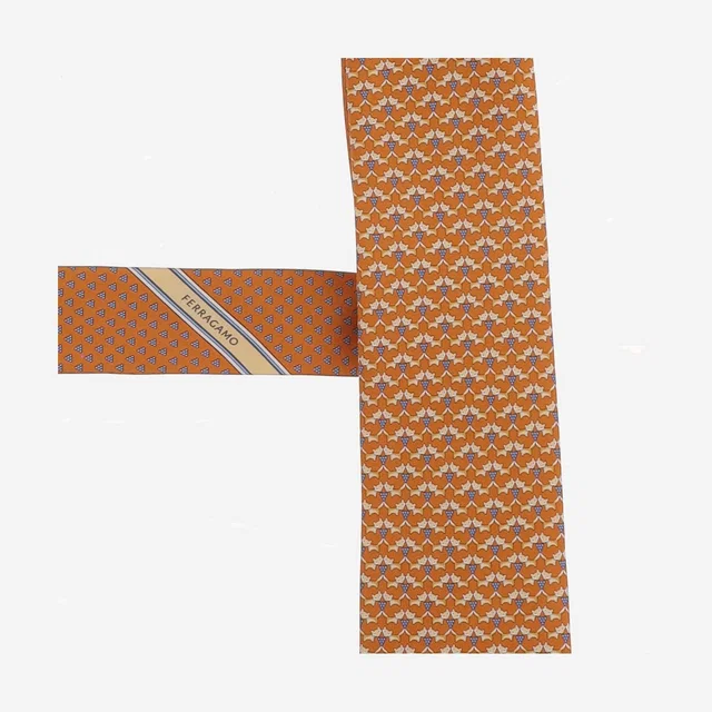Ferragamo Patterned Silk Necktie — Orange Neckties in Orange Silk from HEWI
