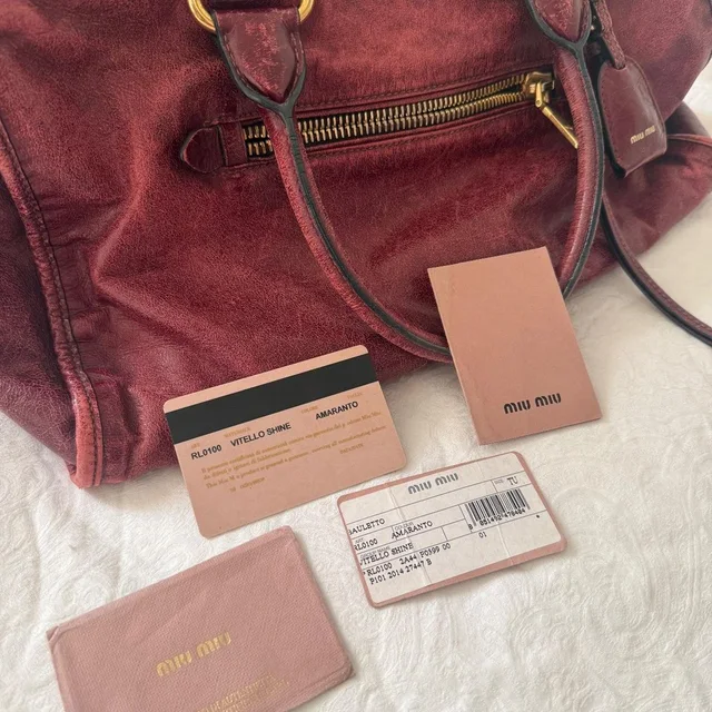 Miu Miu Women's Bag - Burgundy/Red in red from Depop, photo 1 of 1