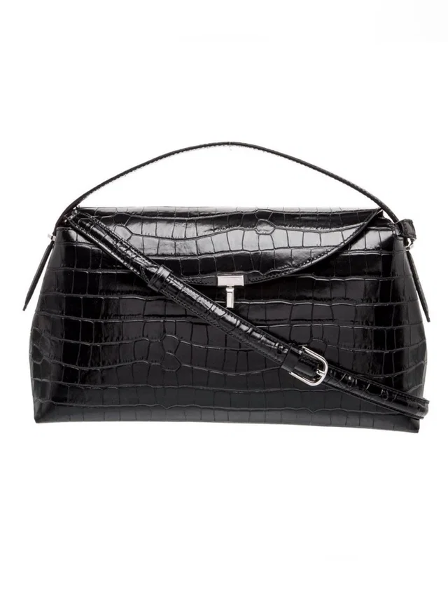 TOTEME Croc-Embossed Leather Top-Handle Bag in black Crocodile from Poshmark