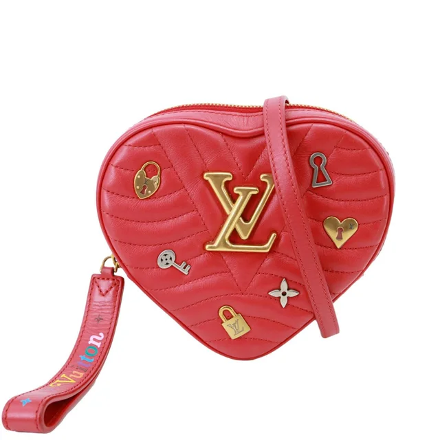 Louis Vuitton New Wave Embellished Love Lock Heart Calfskin Leather Shoulder Bag Red in Red Calfskin from Dallas Designer Handbags