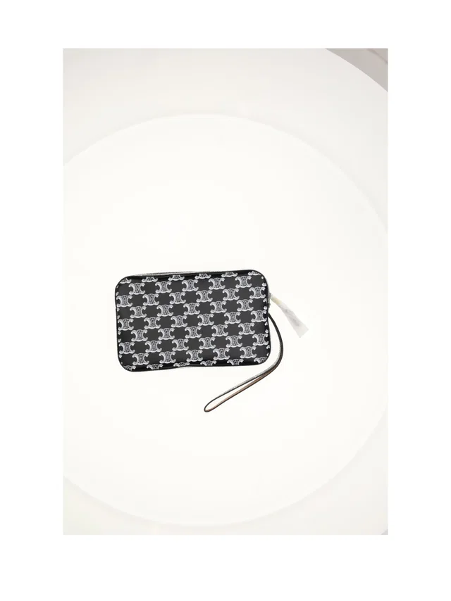 Celine Logo-Jacquard Cotton Pouch — Black Wallet in Black from HEWI