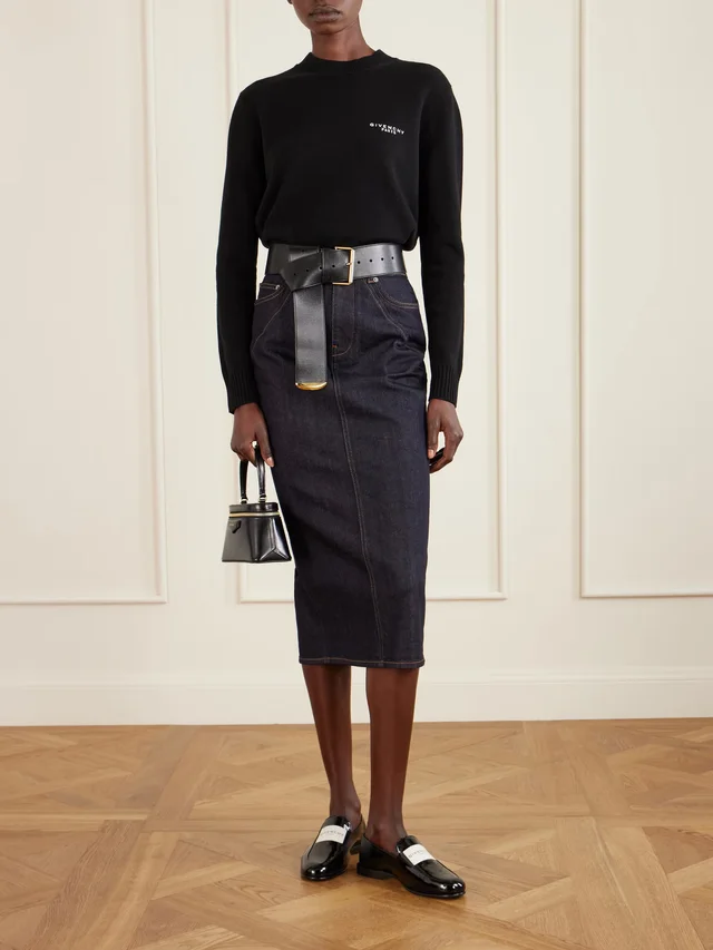GIVENCHY Paneled denim midi skirt in Blue, photo 2 of 2 from NET-A-PORTER (Canada)
