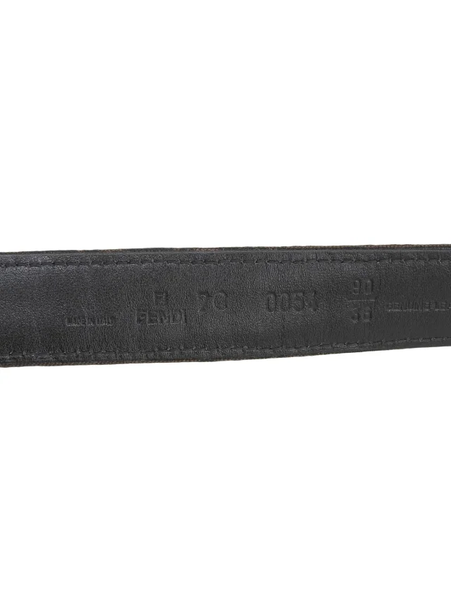 Fendi Zucchino Pattern Logo Buckle Belt Brown in Brown Canvas from VINTAGE QOO TOKYO, photo 6 of 8