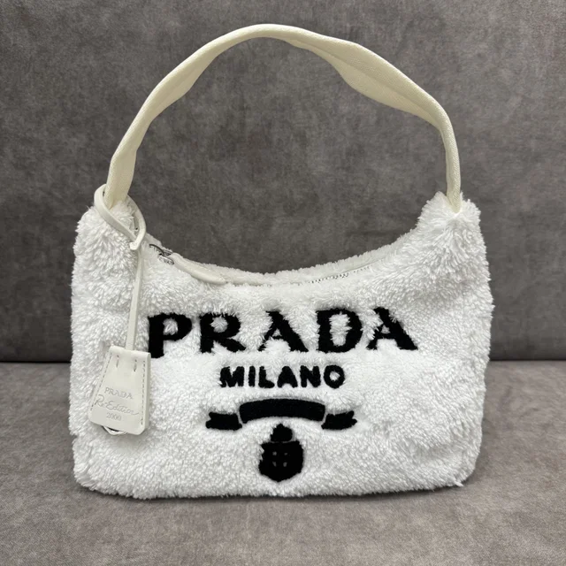 Prada Re-Edition 2000 Terry Bag in Embroidered, Metal, terry body from Reowned