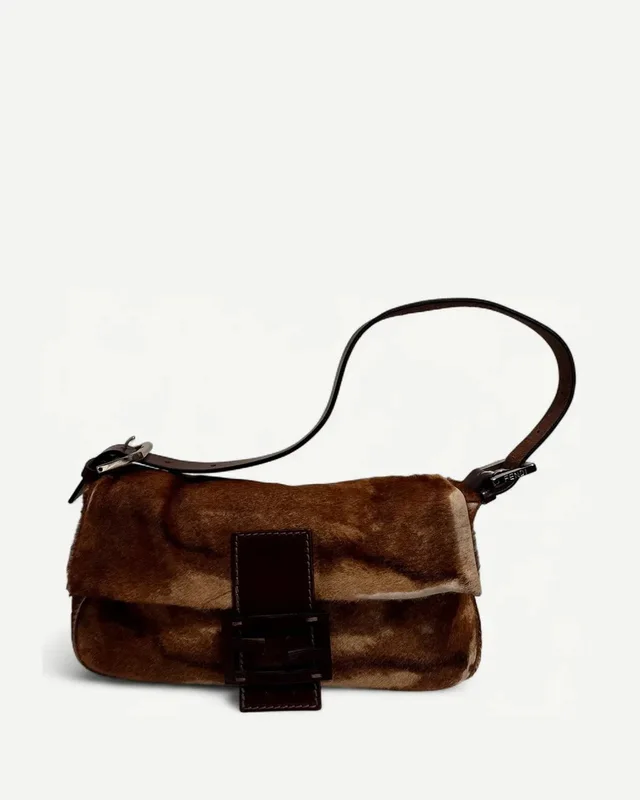 Fendi 2000s Pony Hair Baguette Bag in Brown from Grailed