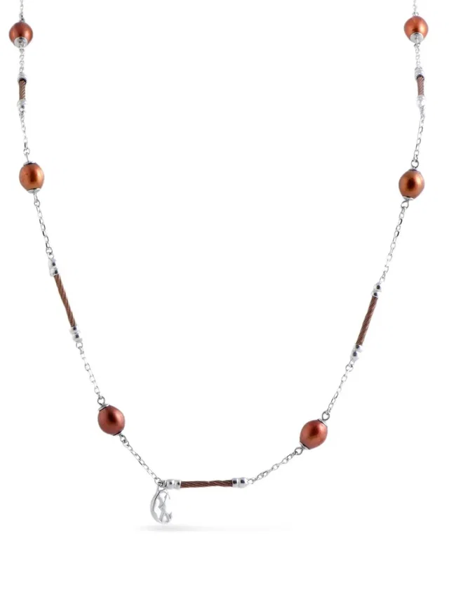 Charriol pre-owned pearl-embellished necklace - women - stainless steel/Pearl - One Size - Silver in silver|gray from Farfetch