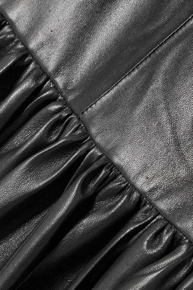 Valentino Garavani Tiered Lambskin Leather Mini Dress in Black, photo 5 of 5 from THE OUTNET