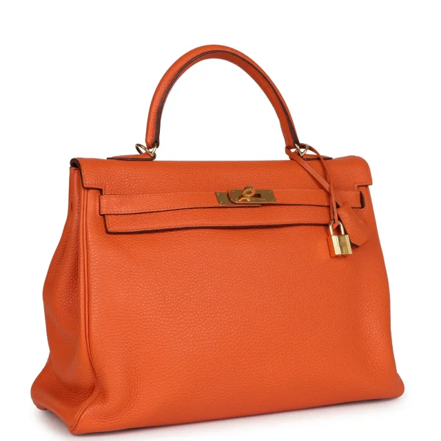 Hermès Kelly Retourne 35 Orange Togo Gold Hardware in Orange Togo leather from Madison Avenue Couture, photo 2 of 9