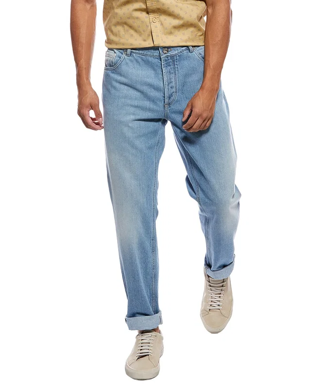 Brunello Cucinelli Straight Light Wash Jean, image 1 of 1 from Gilt