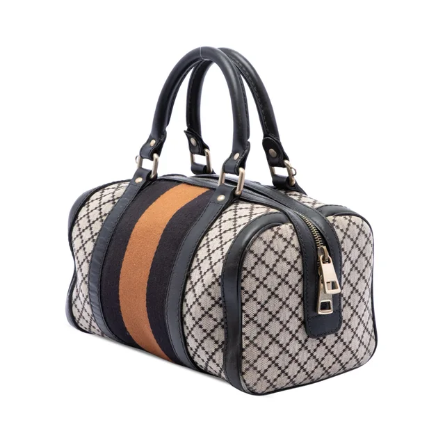 Beige Gucci Small Diamante Canvas Web Joy Boston Bag Satchel in Beige Canvas from Designer Revival, photo 2 of 2