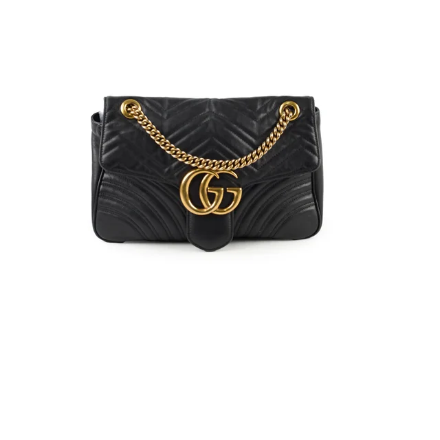 Gucci Marmont Shoulder Bag Large Black in Black Calfskin from The Purse Affair