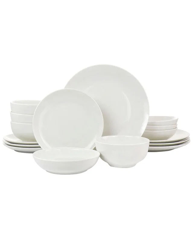 Elama Camellia 16pc Porcelain Double Bowl Dinnerware Set, image 1 of 1 from Rue La La