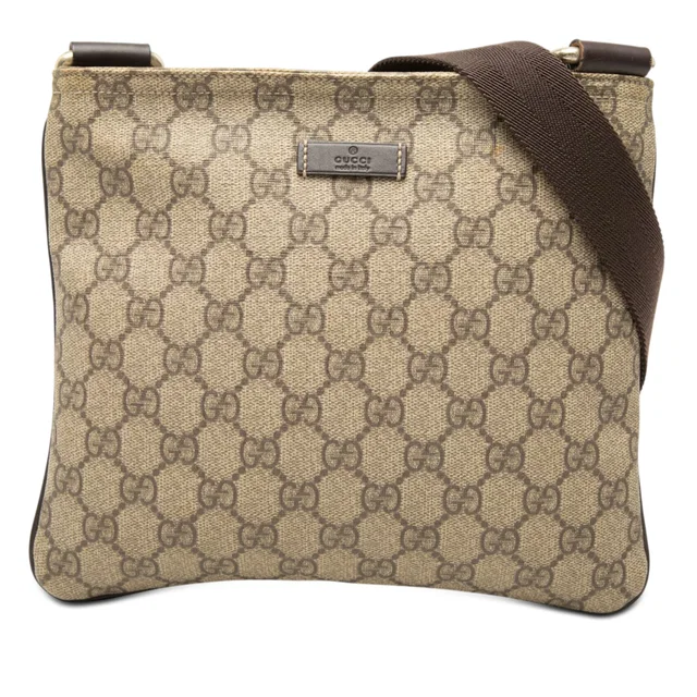 Beige Gucci GG Supreme Crossbody in Beige Coated canvas from Designer Revival