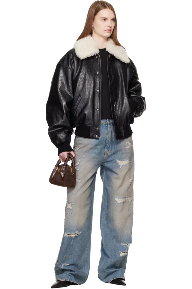 AMIRI Blue Bones Studded Jeans, photo 4 of 4 from SSENSE