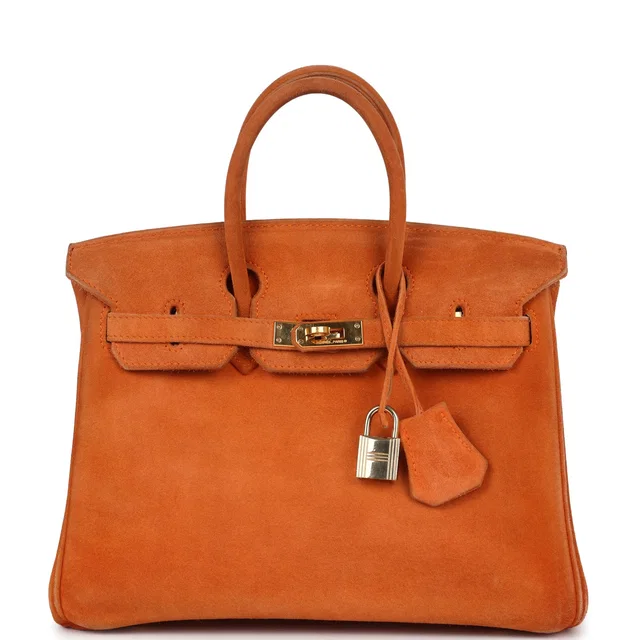 Hermès Vintage Birkin 25 Orange Doblis Gold Hardware in Orange Leather from Madison Avenue Couture