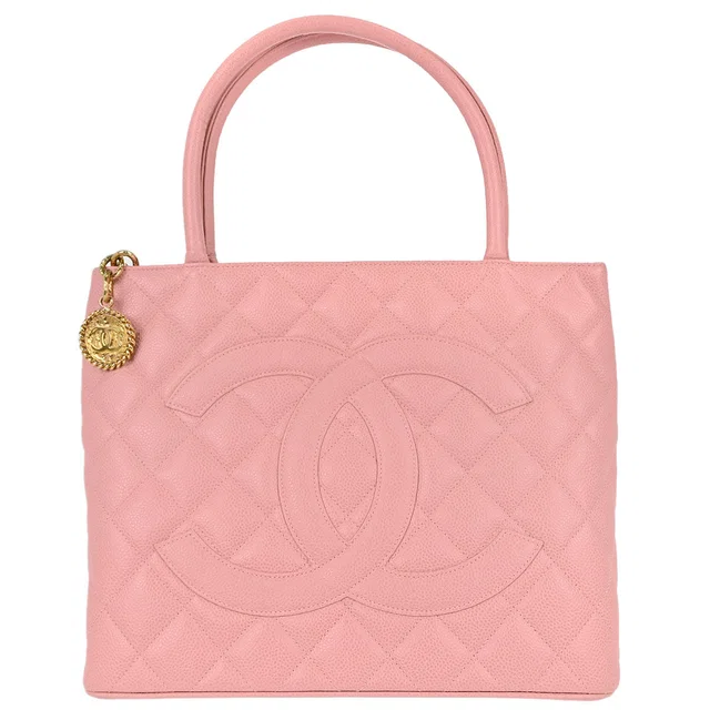 Chanel 2003-2004 Pink Calfskin Medallion Tote Handbag in Pink Calfskin from AMORE Vintage Tokyo