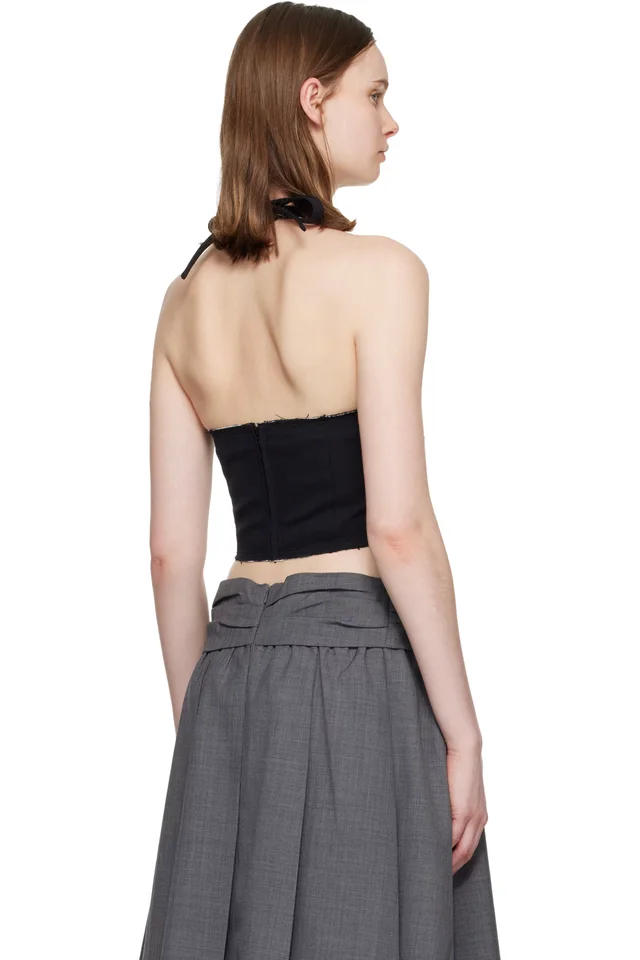 SHUSHU/TONG Navy Halter Bow Tie Cami Top, photo 3 of 4 from SSENSE