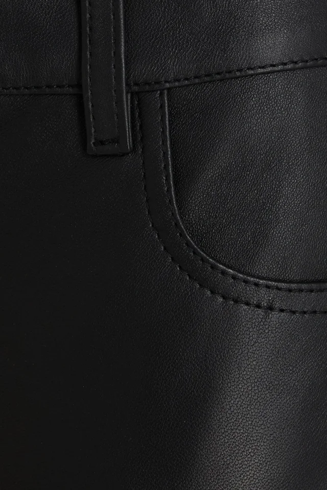 Toteme Leather Slim-Leg Pants in Brown, photo 8 of 8 from THE OUTNET