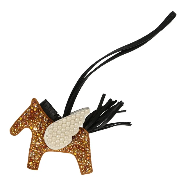 Hermès Multi Bedazzled Pegase Rodeo Bag Charm PM Sesame, Black, Nata Milo Lambskin in Black Lambskin from Madison Avenue Couture