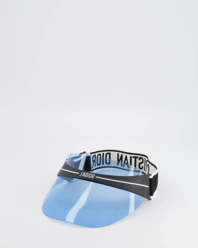 Dior Black DiorClub V1U Visor with Light Blue Shield and Adjustable Logo Strap in Black from Sellier, photo 3 of 5