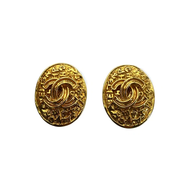 Chanel Vintage Earrings Cocomark Oval Accessory 95A from Luxury Promise
