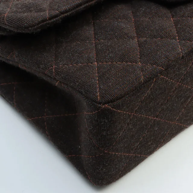 Chanel Circa 2000 Cotton Classic Flap Design Chain Bag Brown from VINTAGE QOO TOKYO, photo 9 of 12