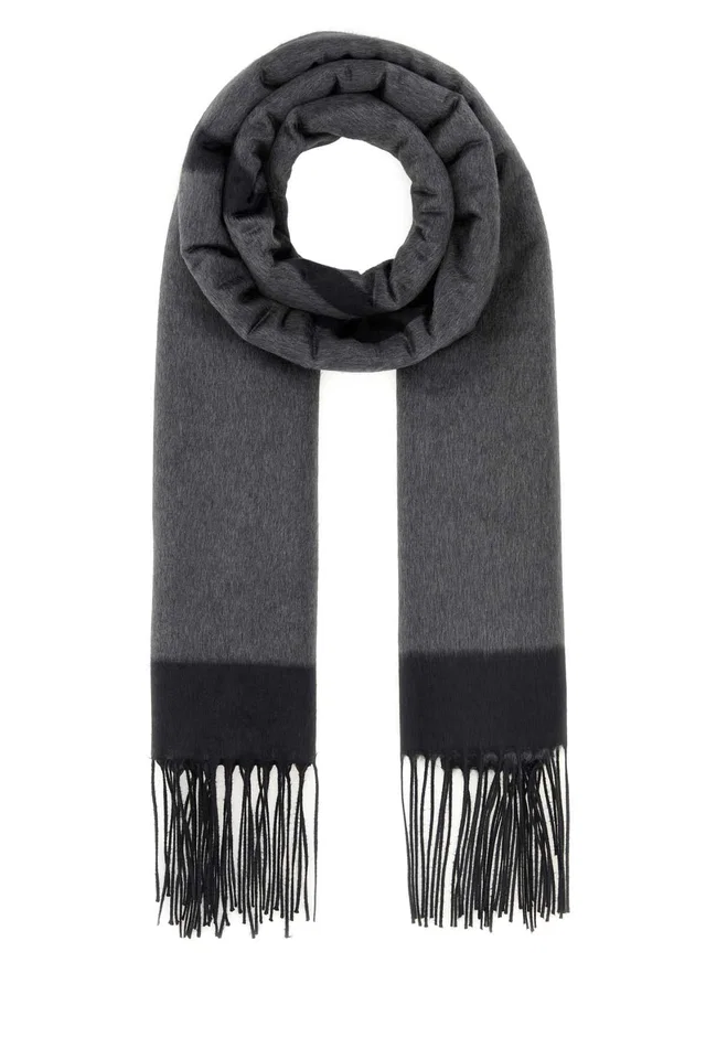 Saint Laurent Jacquard Scarf — Gray Exterior: Silk Scarfs in Grey Silk from HEWI