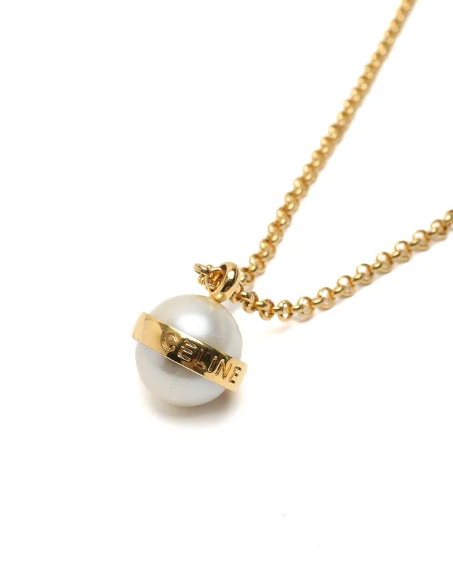 Celine Circle Pearl Necklace in Silk from A Retro Tale, photo 3 of 4