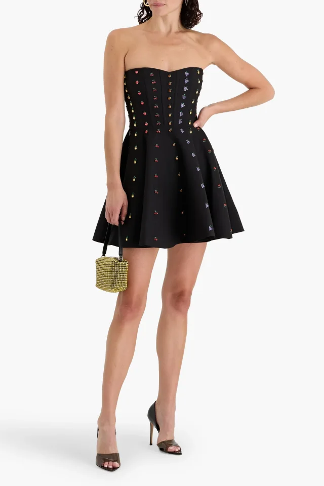 Valentino Garavani Strapless Embellished Wool and Silk-Blend Crepe Mini Dress, photo 2 of 4 from THE OUTNET