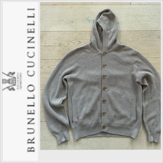 $2,200 Msrp Brunello Cucinelli Taupe Cardigan Hooded Hoodie Men Size It48 in neutral|red|brown from Poshmark