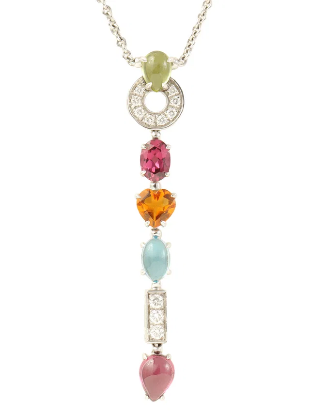 Bvlgari 18K Allegra Necklace Silver/Multi in Silver from VINTAGE QOO TOKYO
