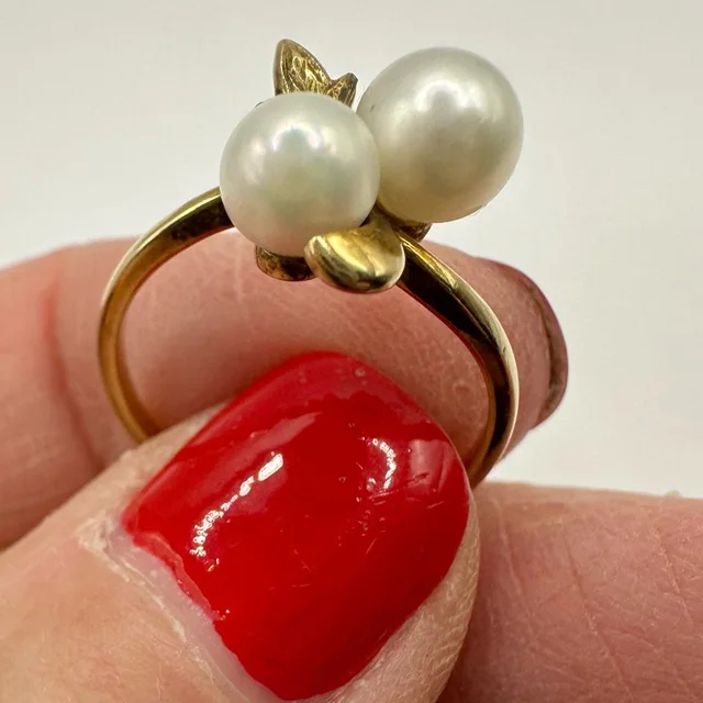 Mikimoto Vintage Twin Pearl Ring 14 K Carat Gold Vtg 2 Pearls Size 6.25 Jewelry from Poshmark