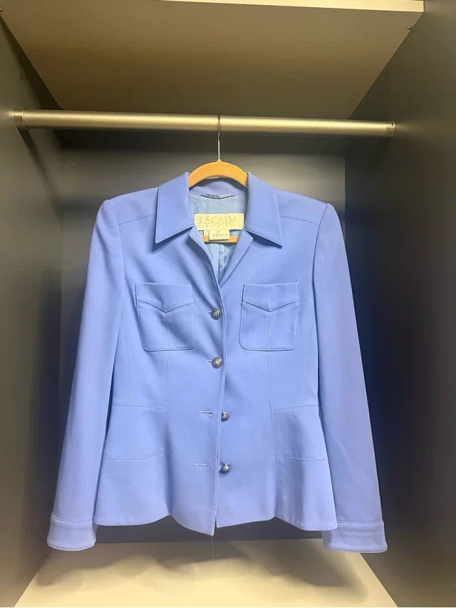 Escada Vintage Lavender-Blue Tailored Button Jacket in blue from Poshmark