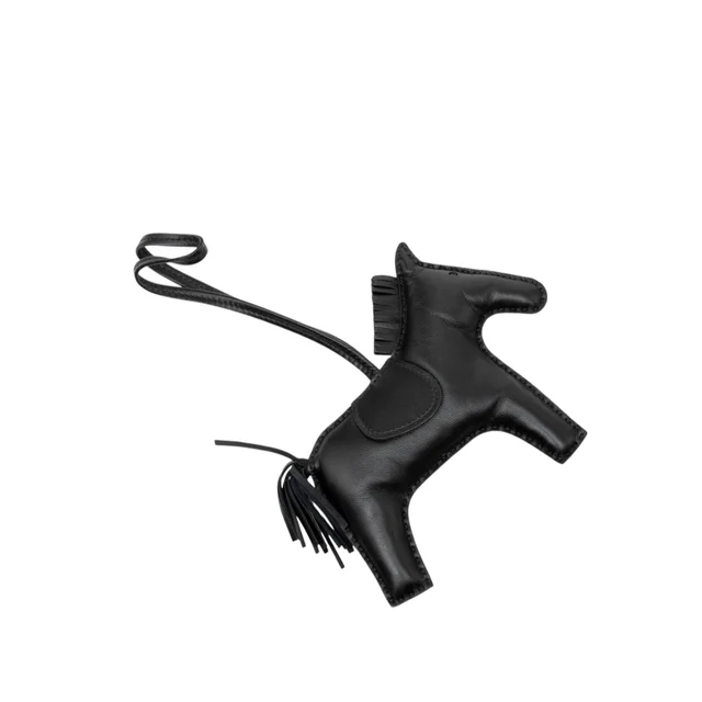 Black Hermès Milo Lambskin GriGri Rodeo Bag Charm GM Key Chain in Black Lambskin from Designer Revival, photo 2 of 2